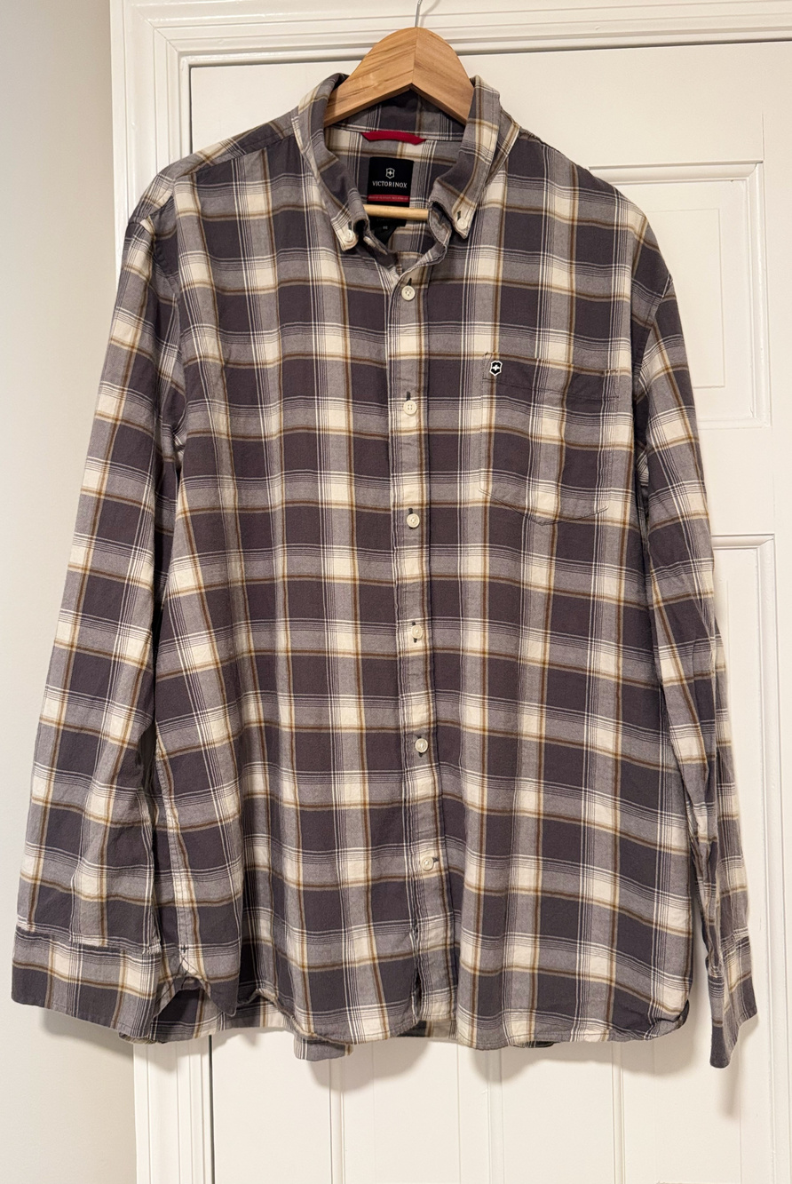 Victorinox Swiss Army Cotton Wool Blend Button Down Plaid Flannel Shirt Mens XXL